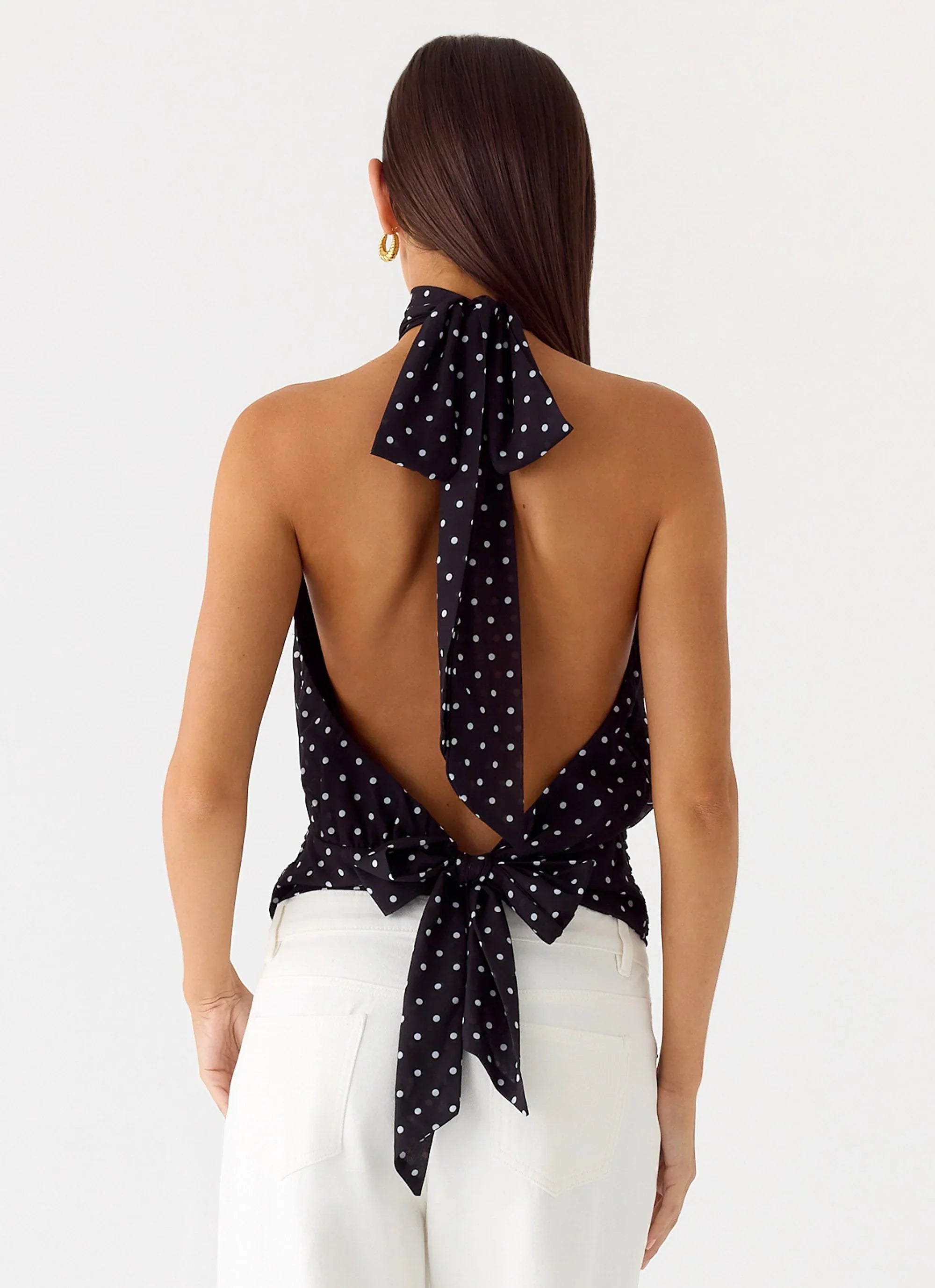 Willow Chiffon Top Black Polkadot