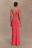 Haven Slinky Twist Midi Skirt Coral
