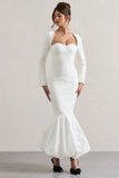 London Cream Sweetheart Maxi Dress With Volume Hem