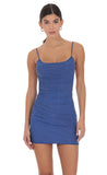 Rhinestone Open Back Bodycon Dress in Blue
