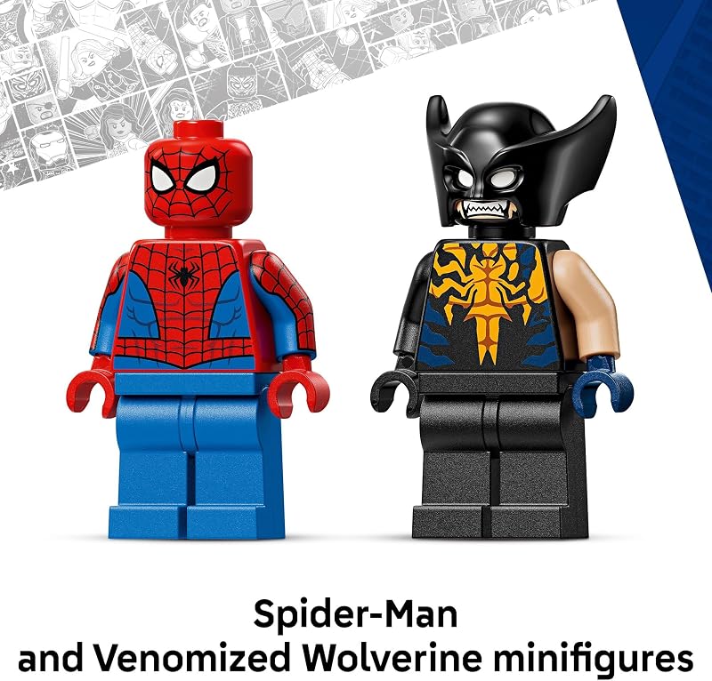 LEGO Marvel Spider Man Car vs Venomized Wolverine Building Toy for Boys Girls Super Hero Villain Playset W 2 Marvel Minifigures Gift Idea for Birthdays Ages 7 76336