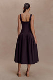 Natascha Drop Waist Cotton Midi Dress Chocolate