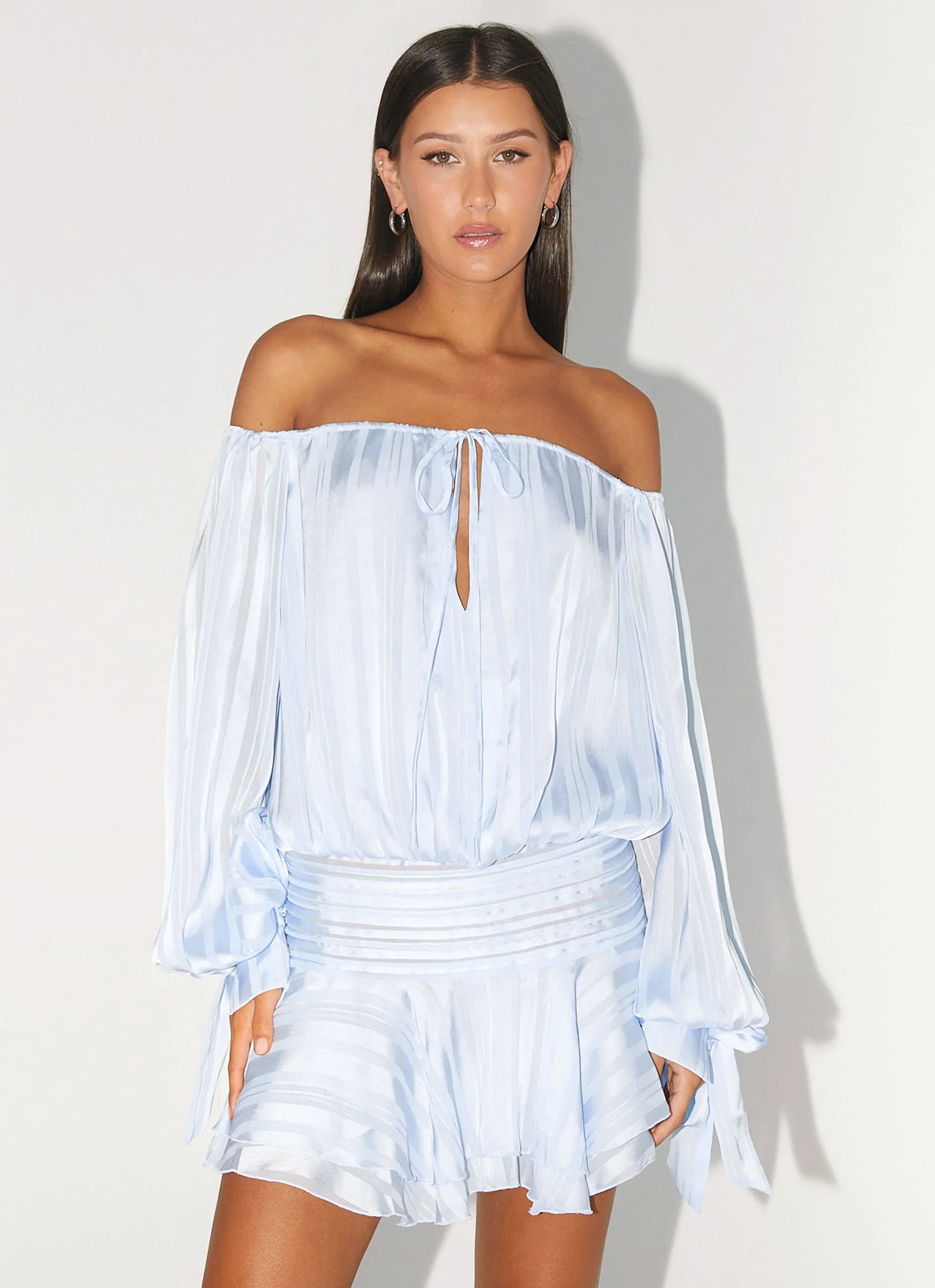 Eira Balloon Sleeve Mini Dress Baby Blue