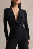 Catriona Black Plunge Neck Jumpsuit