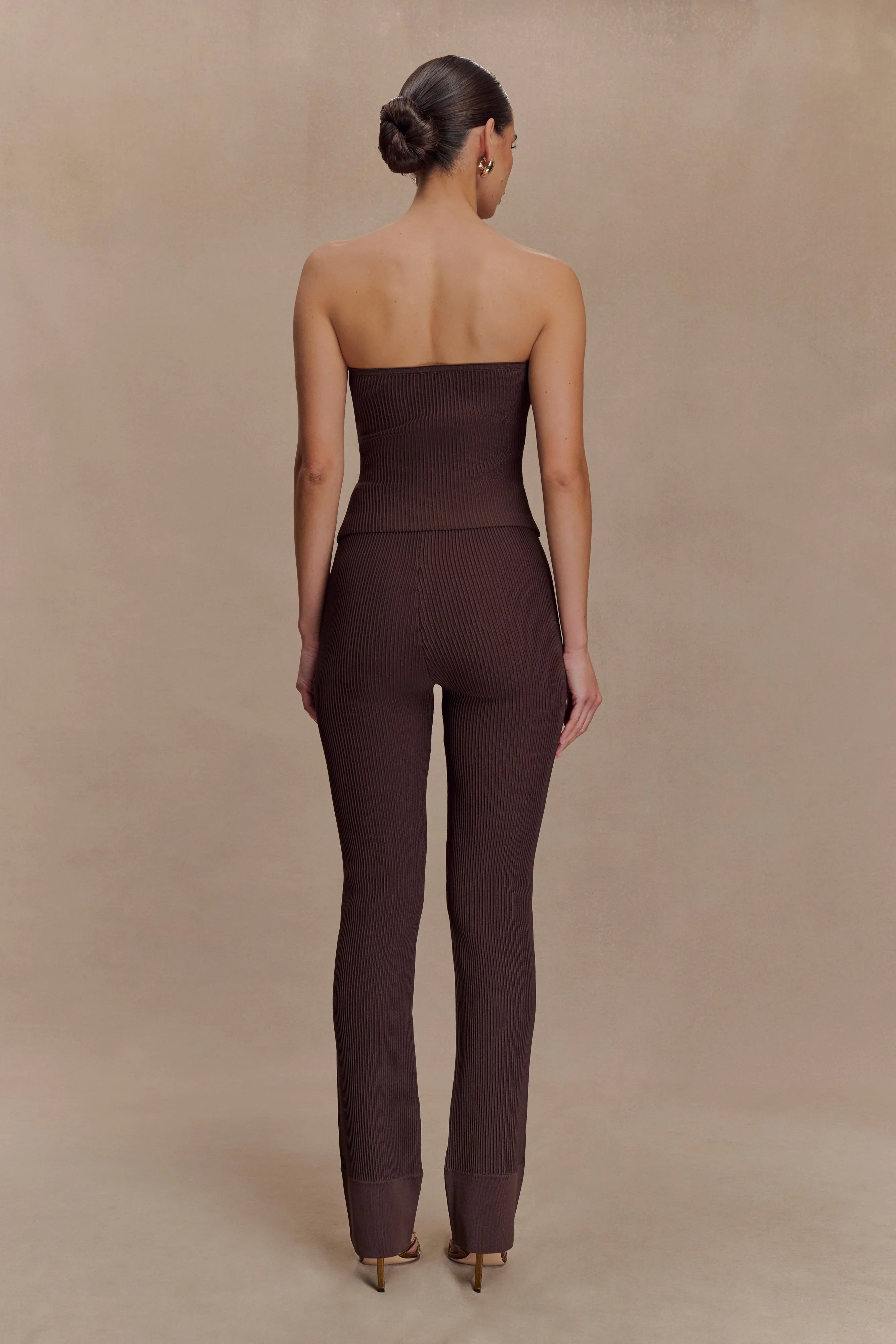 Elodie Ribbed Knit Pants Chocolate