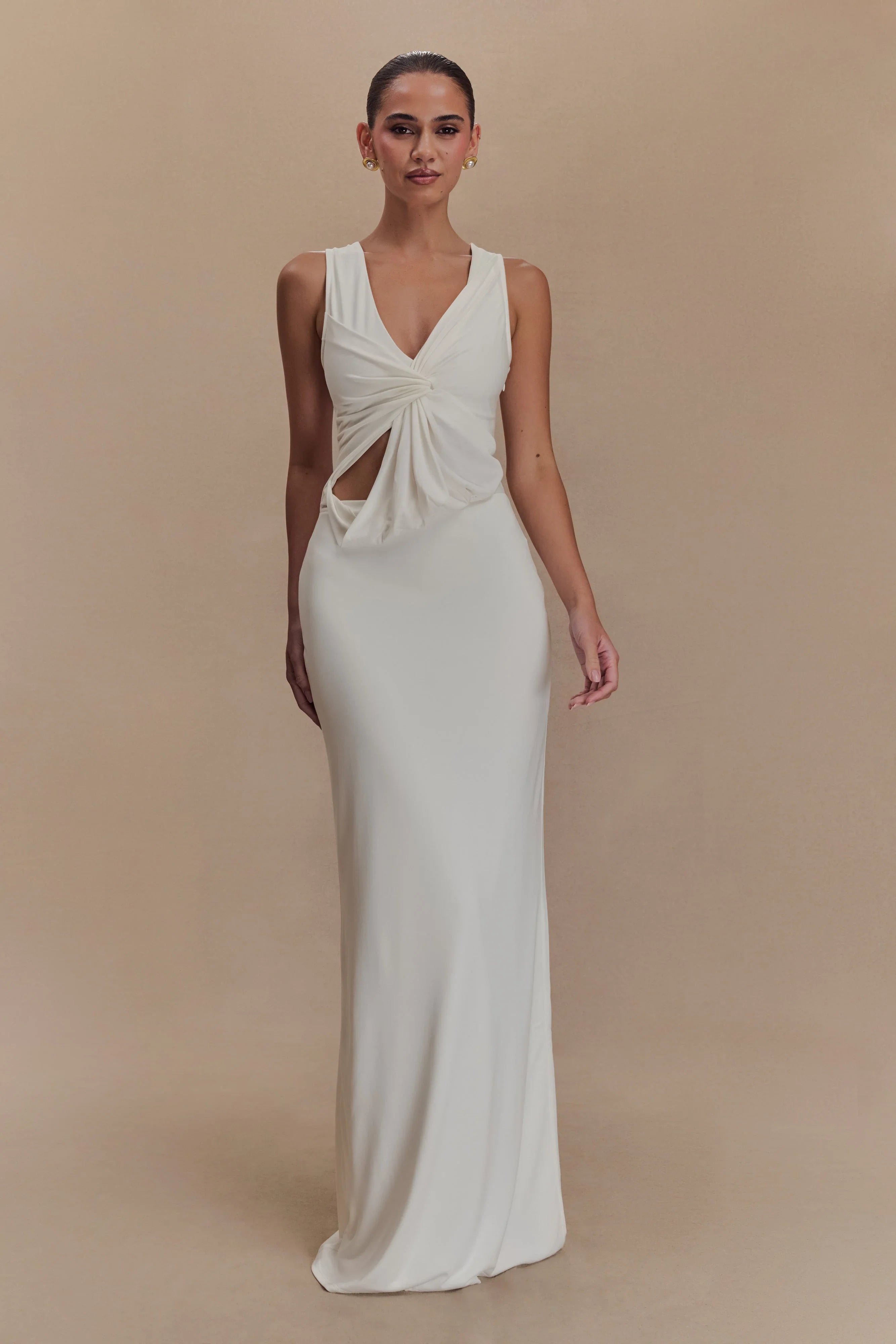Kassidy Peached Jersey Maxi Dress Ivory