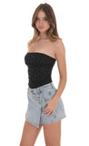 Overlap Button Denim Skirt in Light Blue