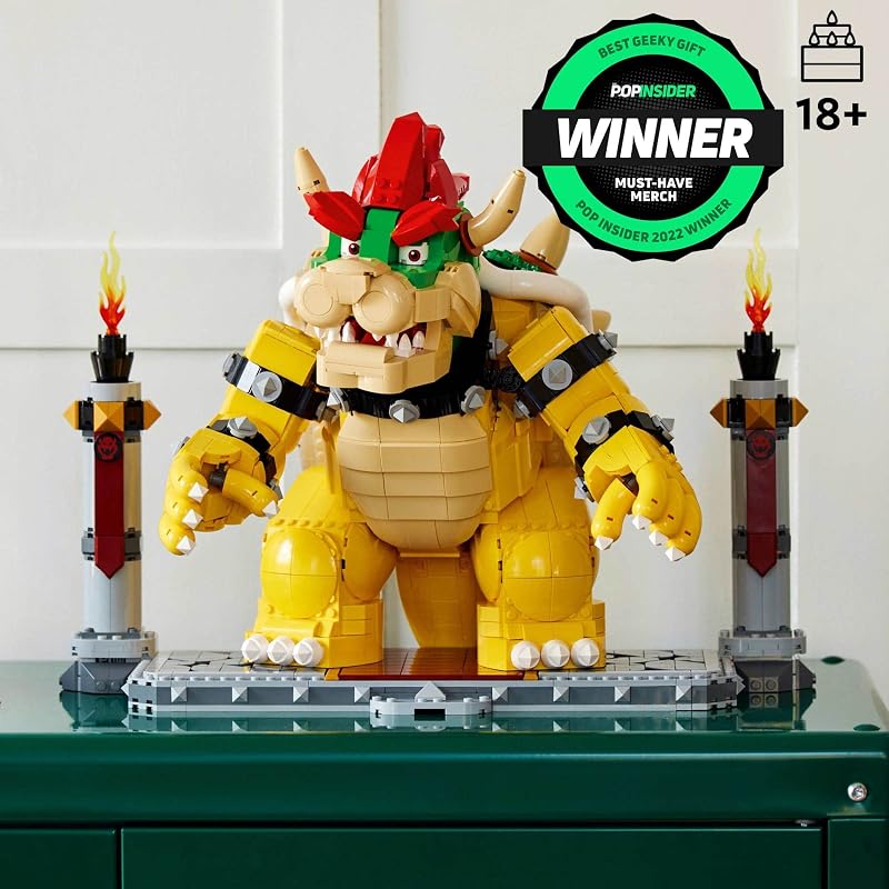 LEGO Super Mario The Mighty Bowser 71411 King of Koopas 3D Model Building Kit Collectible Posable Character Figure with Battle Platform Memorabilia Gift Idea for Adults and Fans of Super Mario Bros