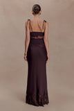 Nina Satin And Lace Maxi Skirt Chocolate