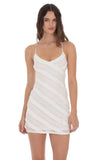 Ruffle Lace V Neck Dress in White