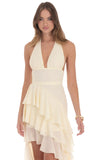 Asymmetrical Ruffle Maxi Dress in Ivory