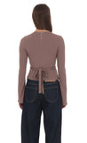V Neck Overlap Top in Taupe
