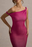Exotic Berry Ombre Twisted Asymmetric Maxi Dress