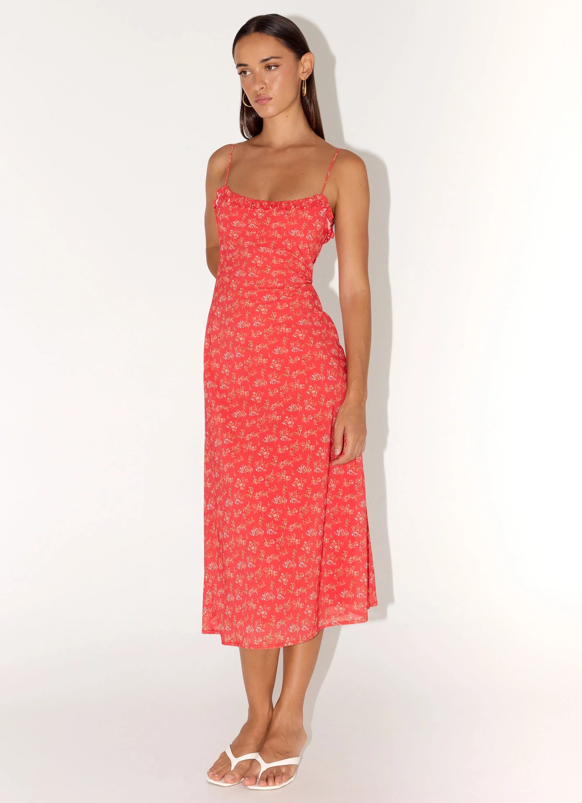 Kahlo Midi Dress Magenta Red Rose