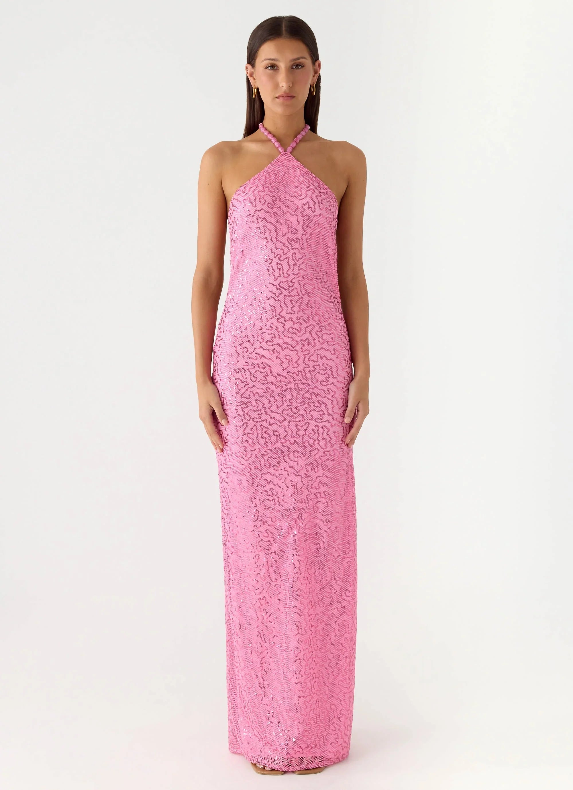 Lorenz Sequin Maxi Dress Pink