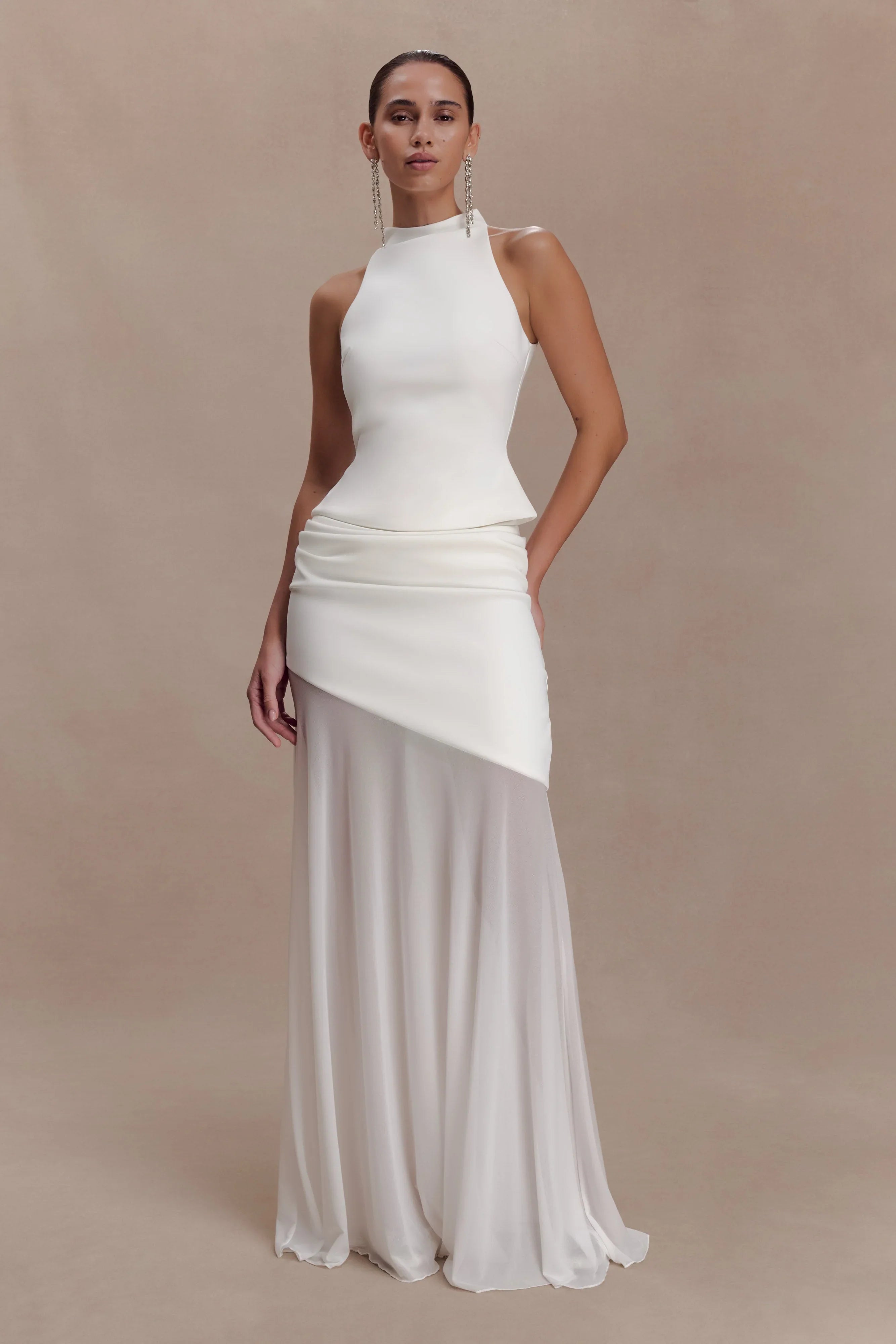 Portia Scuba Sleeveless Top White