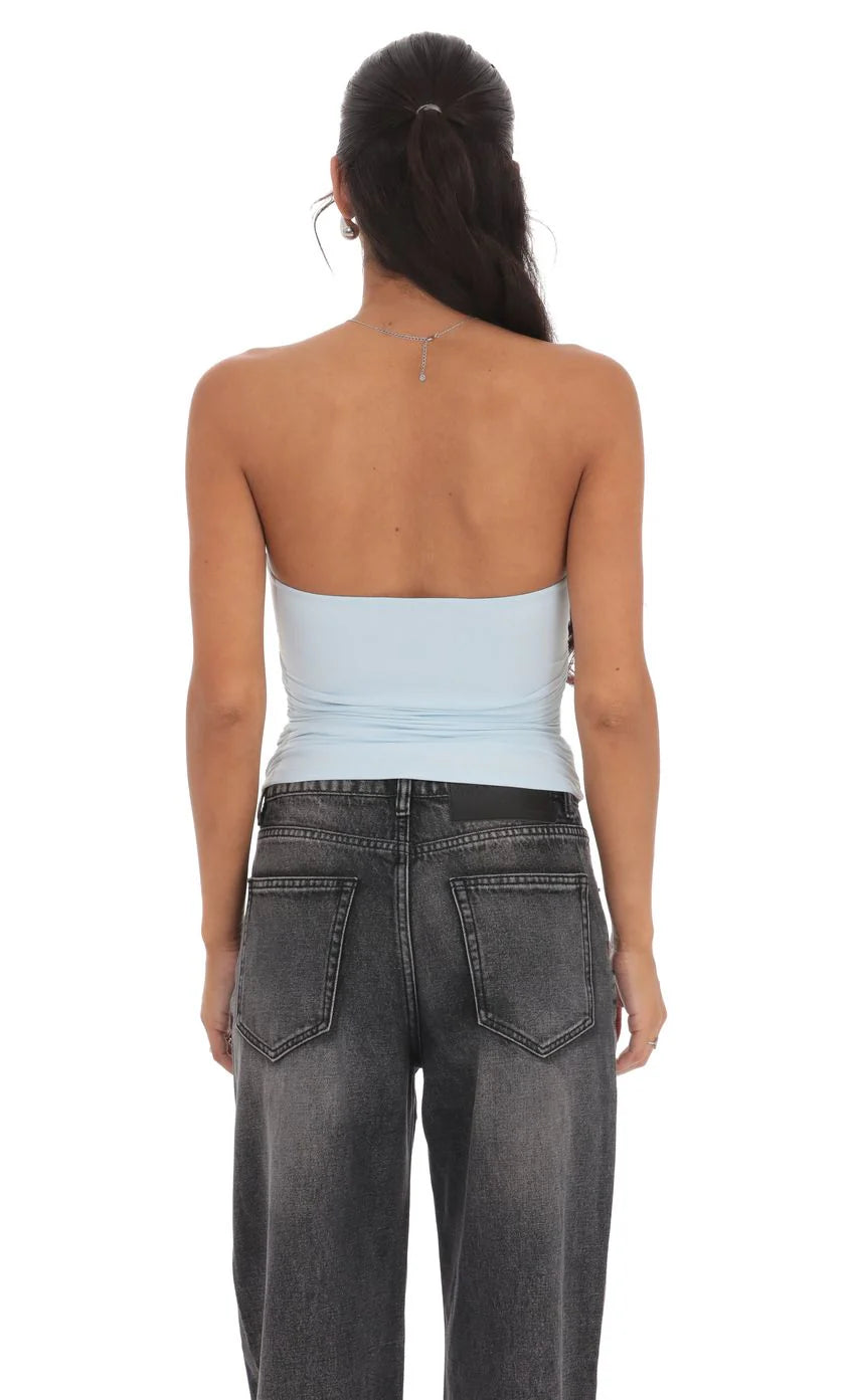 Two Piece Cutout Top in Light Blue