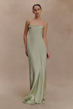 Isadora Lace Satin Maxi Dress Sage