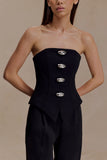 Arla Button Up Corset Top Black