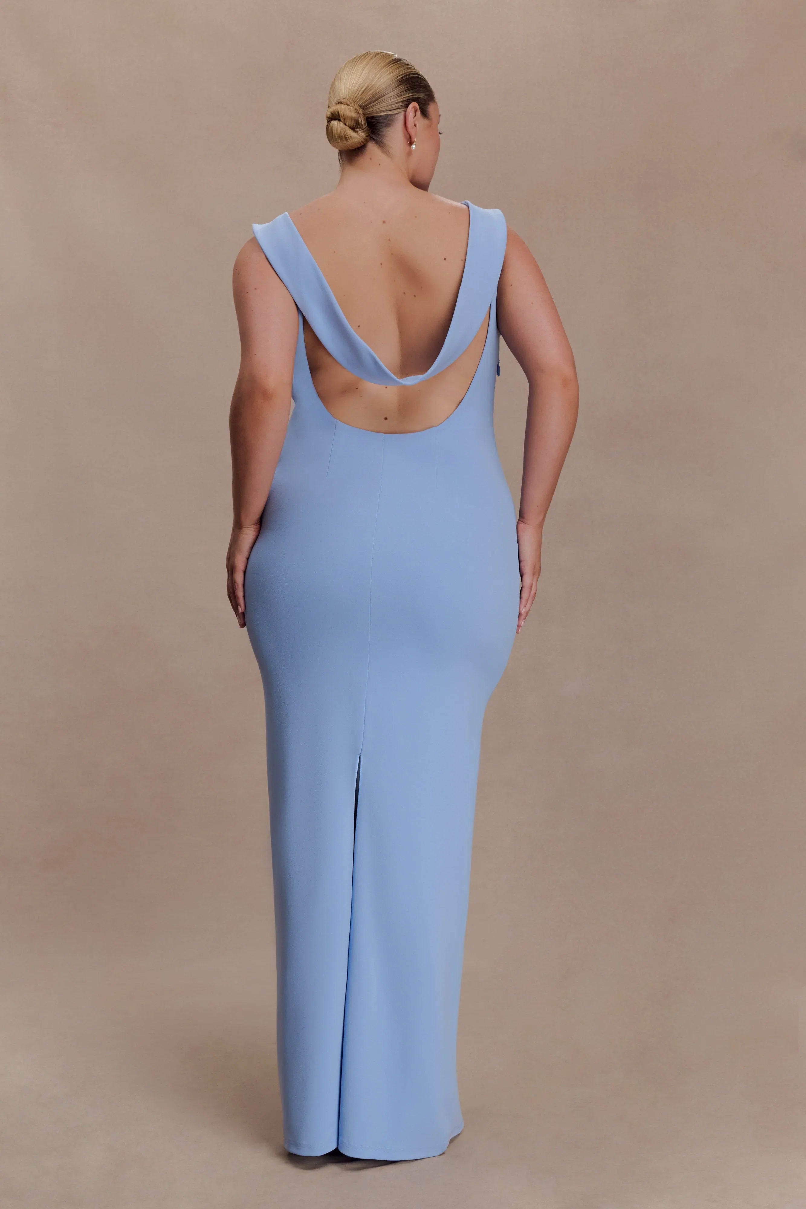 Galilea Crepe Draped Maxi Dress Cornflower Blue