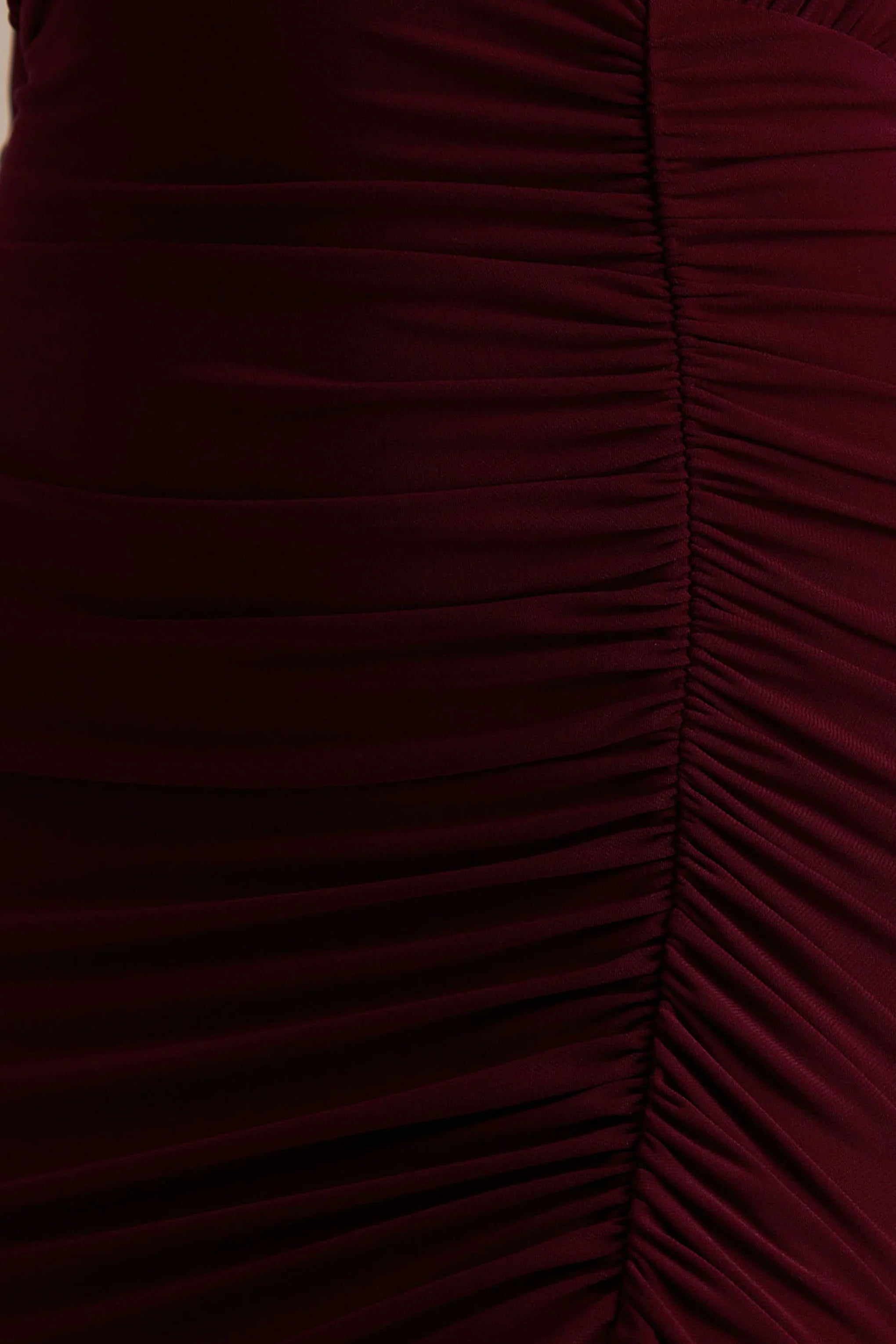 Command Burgundy Plunge Neck Maxi Dress With Front High Split