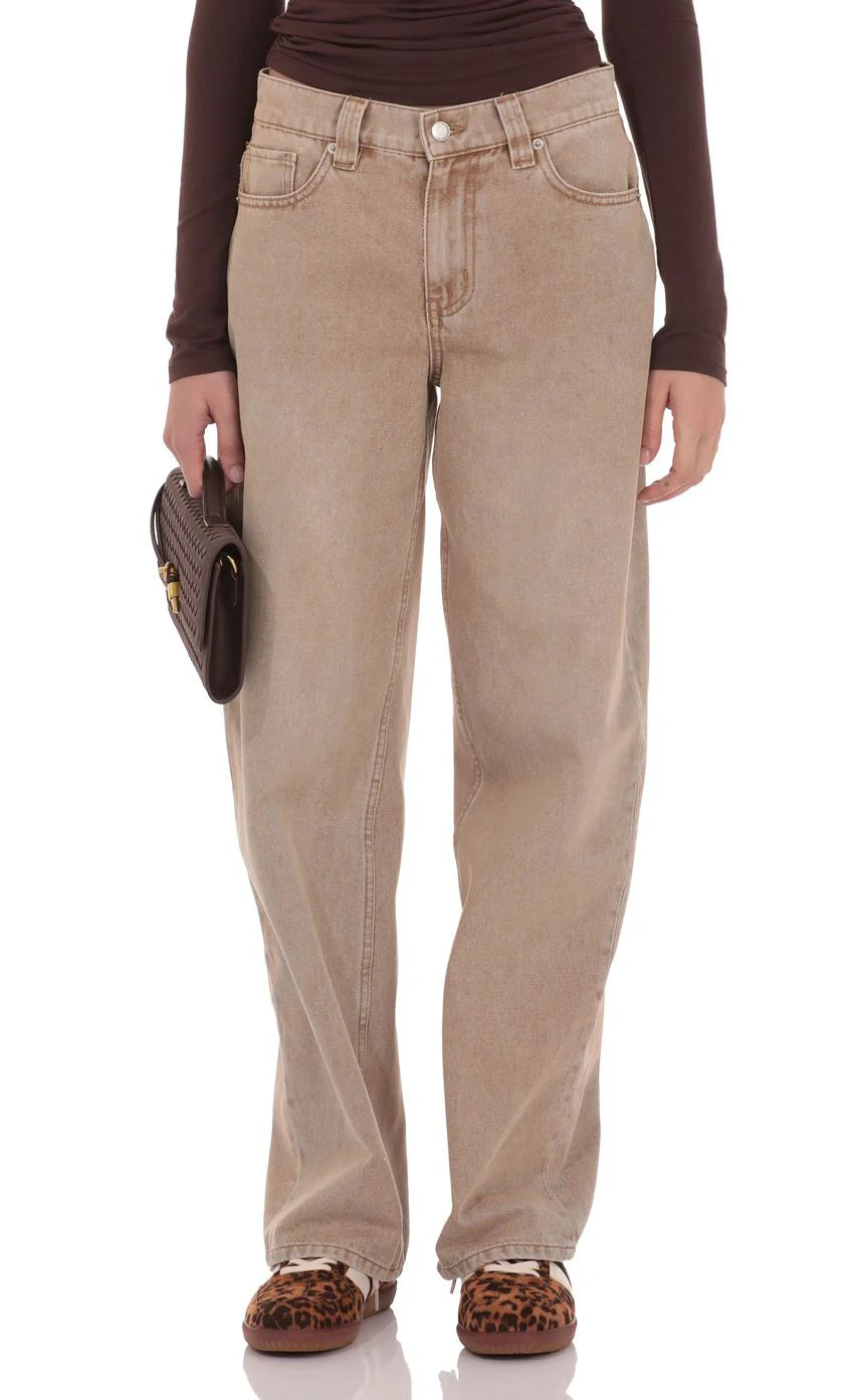 Barrel Jeans in Brown
