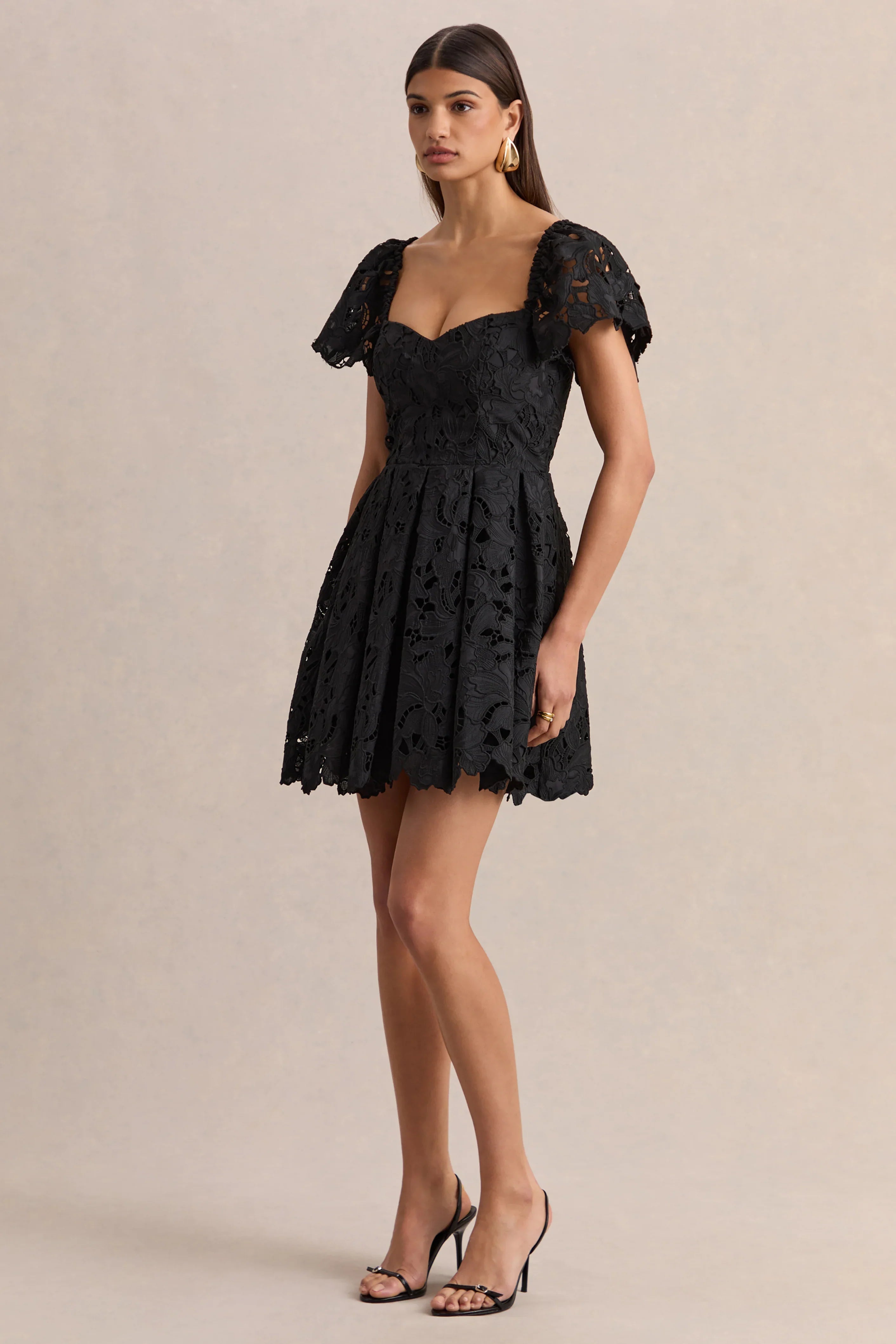 Vivi Black Lace Sweetheart Neck Mini Dress