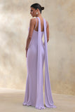 Rhoda Lilac Twist Halter Neck Cape Maxi Dress