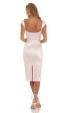 Satin Midi Dress in Pink