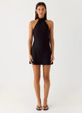 Keena Scarf Mini Dress Black