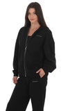Oversize Zip Up Hoodie in Black
