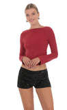 Velvet Sequin Shorts in Black