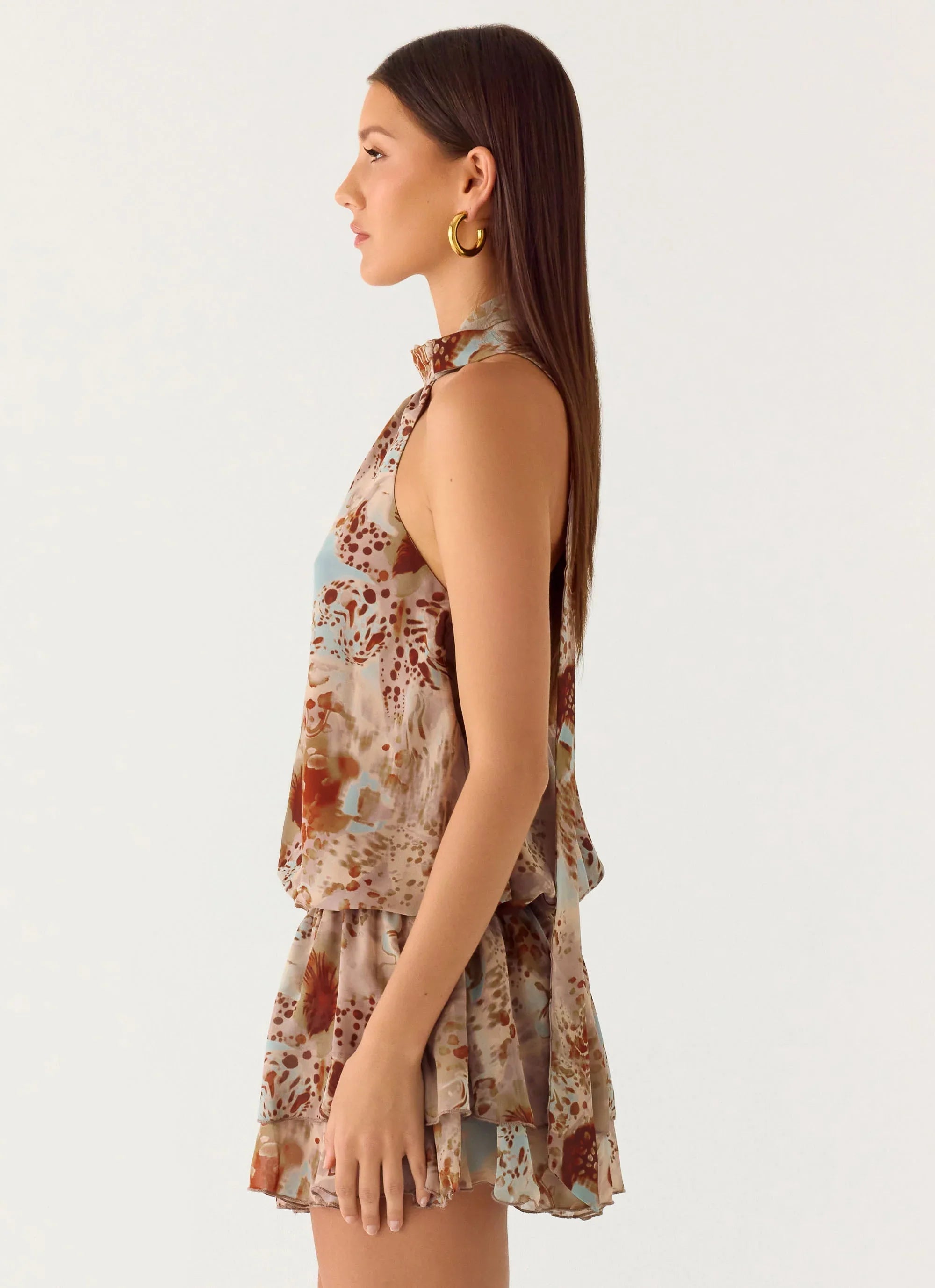 Rhodanthe Drop Waist Mini Dress Desert Blur