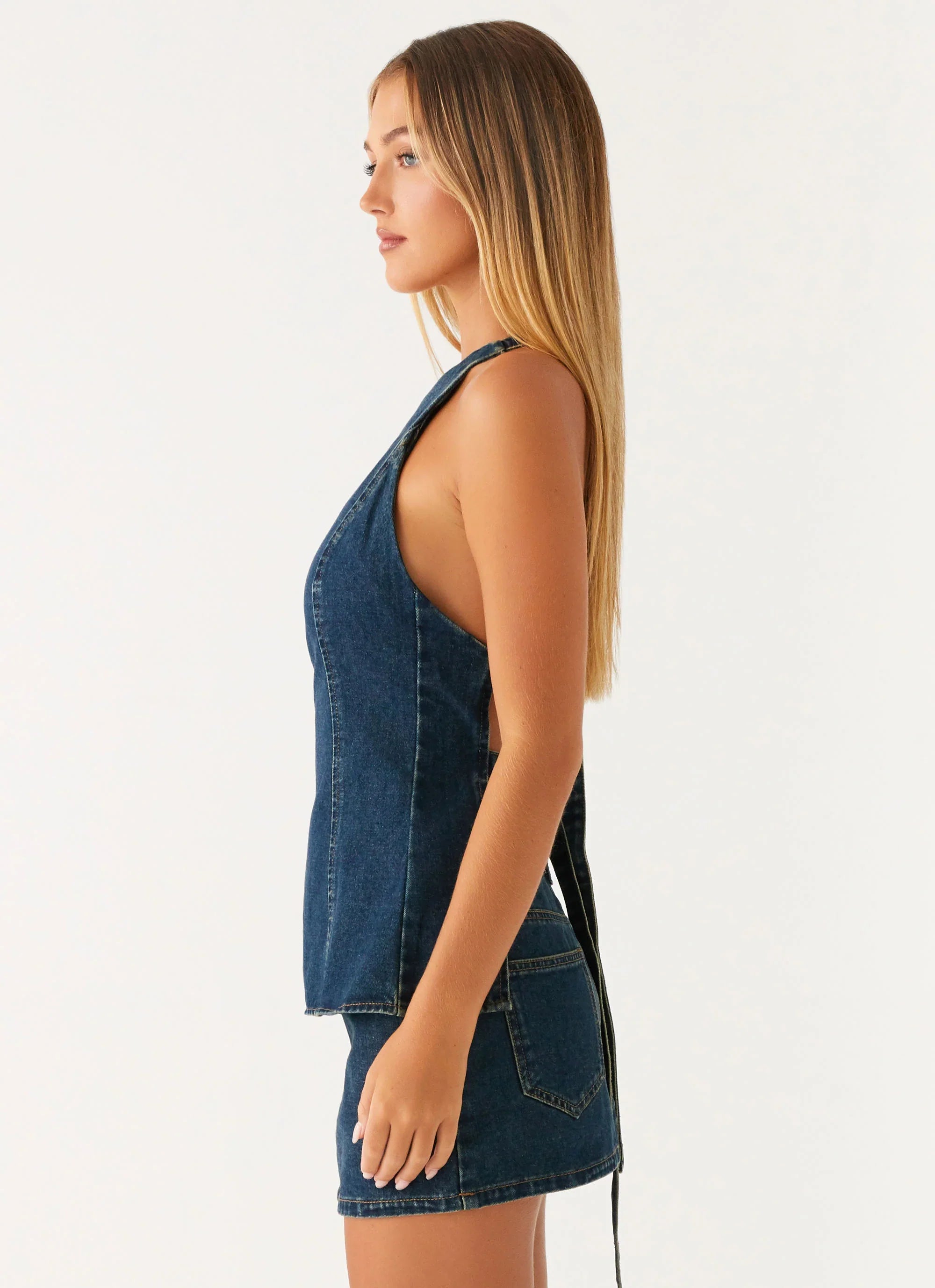 Maysa Denim Top Washed Denim