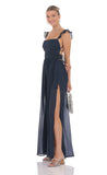 Shimmer Chiffon Maxi Dress in Navy