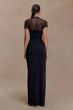Wyatt Slinky And Mesh Maxi Dress Black