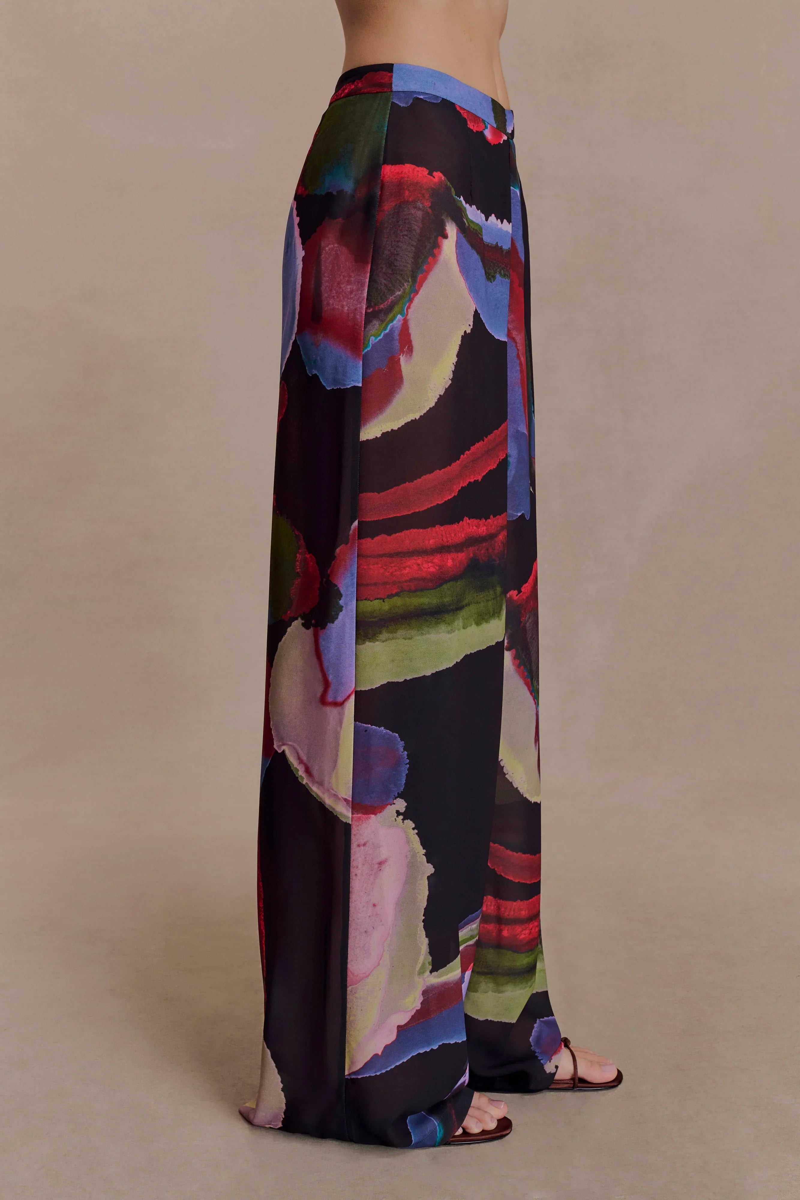 Rachel Chiffon Straight Leg Pants Multi Fluid Reverie Print