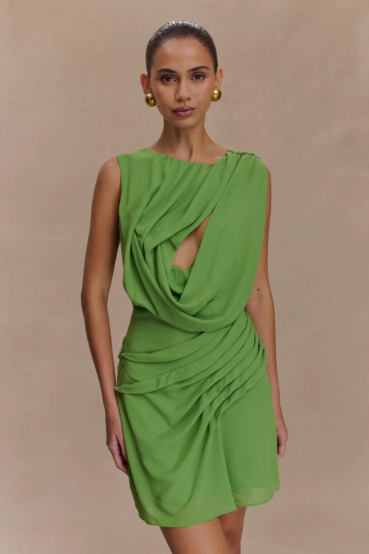Oria Chiffon Mini Dress Green