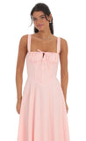 Ruched Corset Midi Dress in Pink
