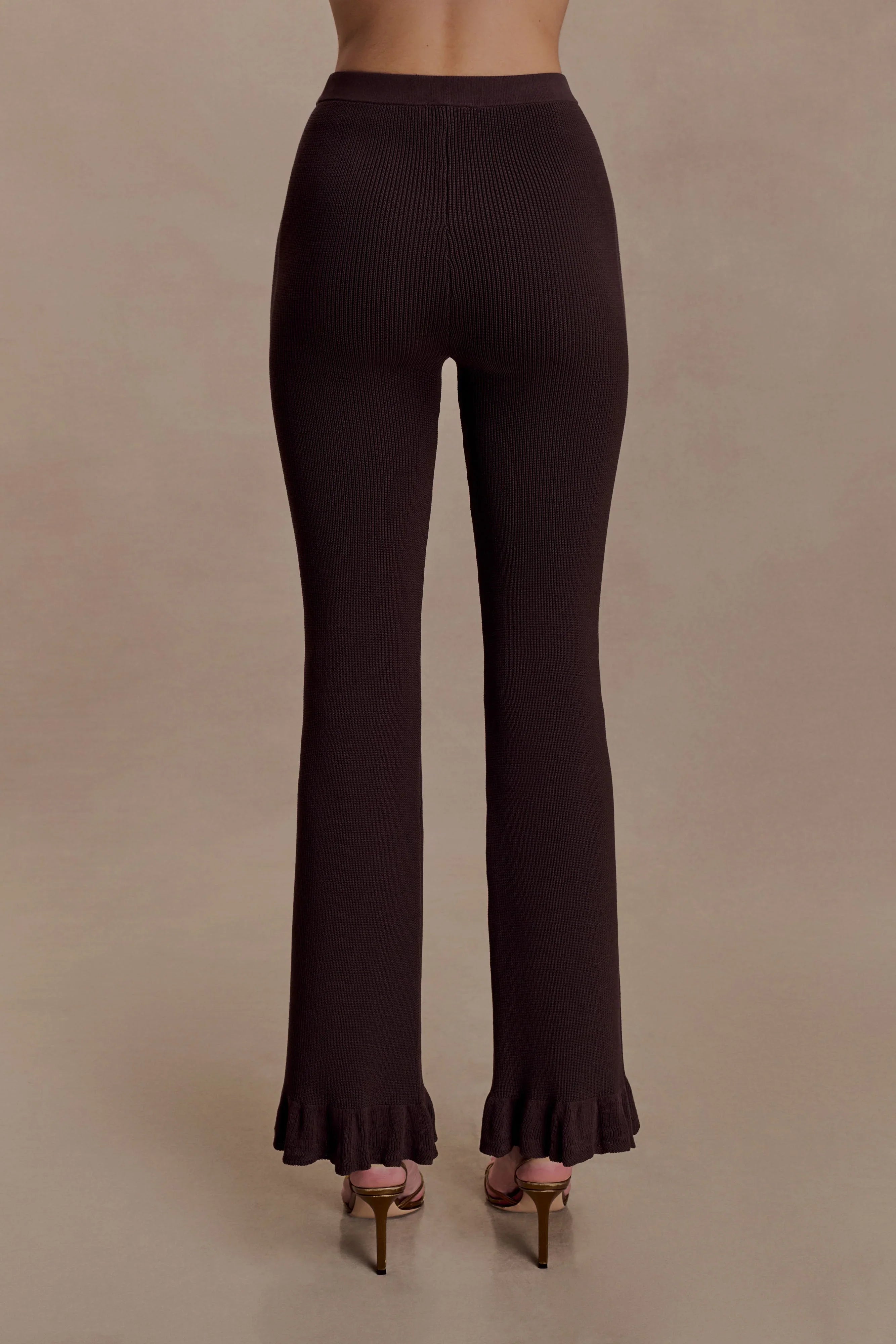 Suzie Ribbed Flared Pants Chocolate