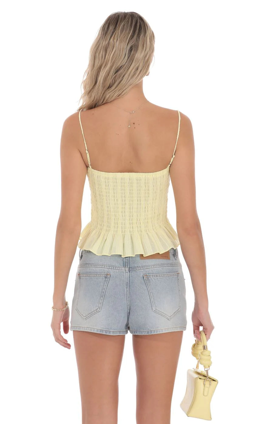Smocked Button Top in Yellow