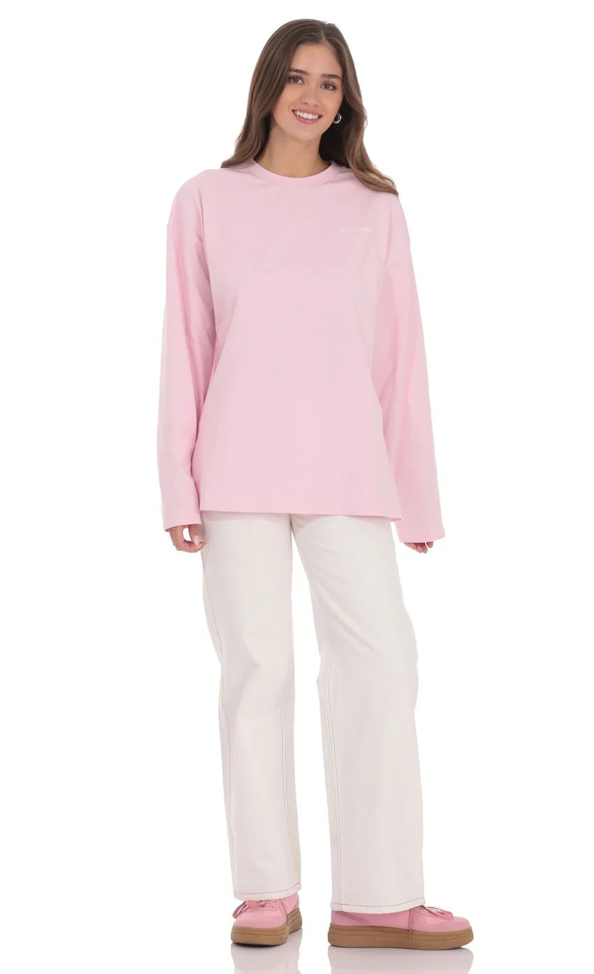 LA Graphic Crewneck Shirt in Pink