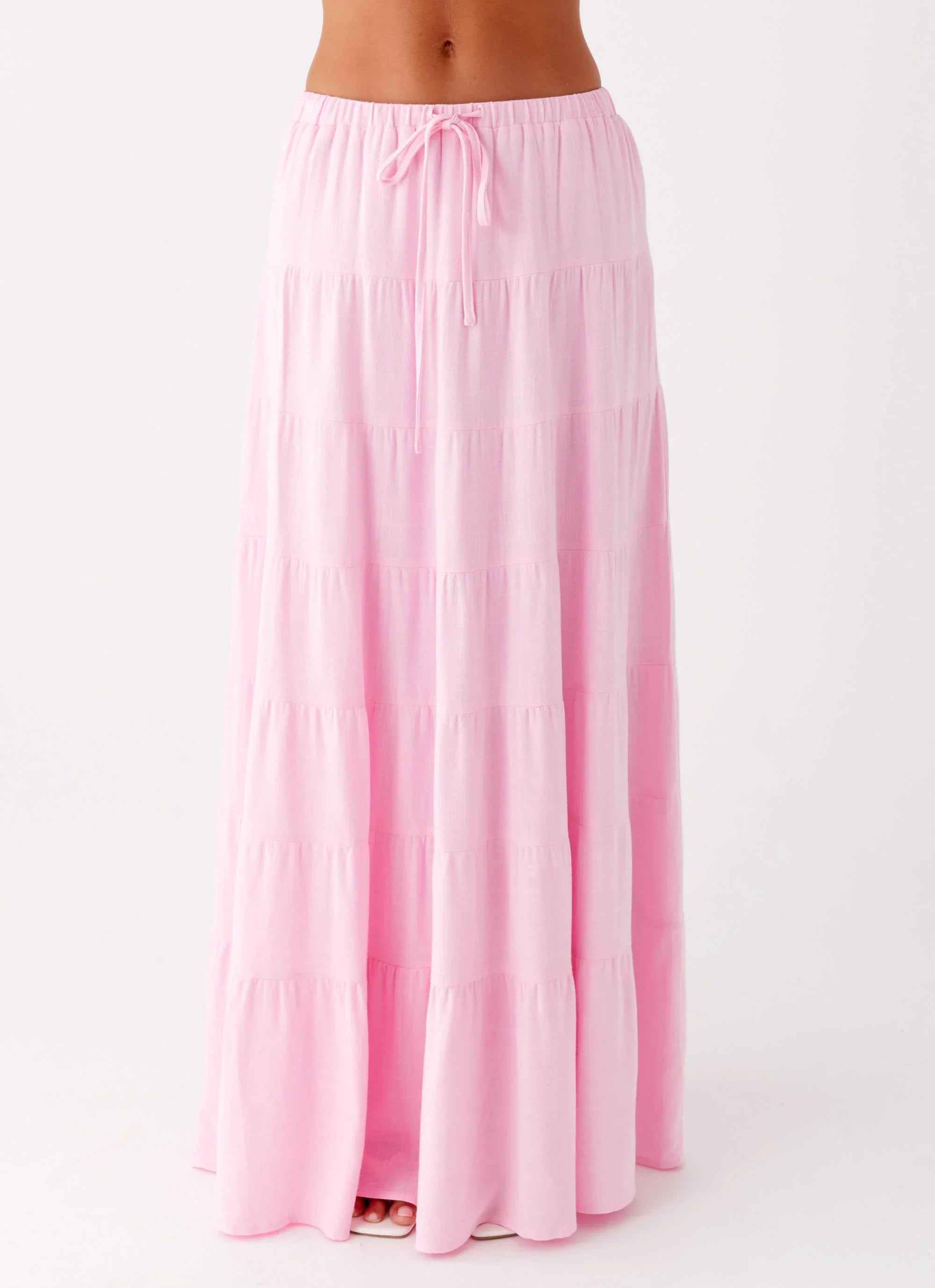 Mariella Linen Maxi Skirt Pink