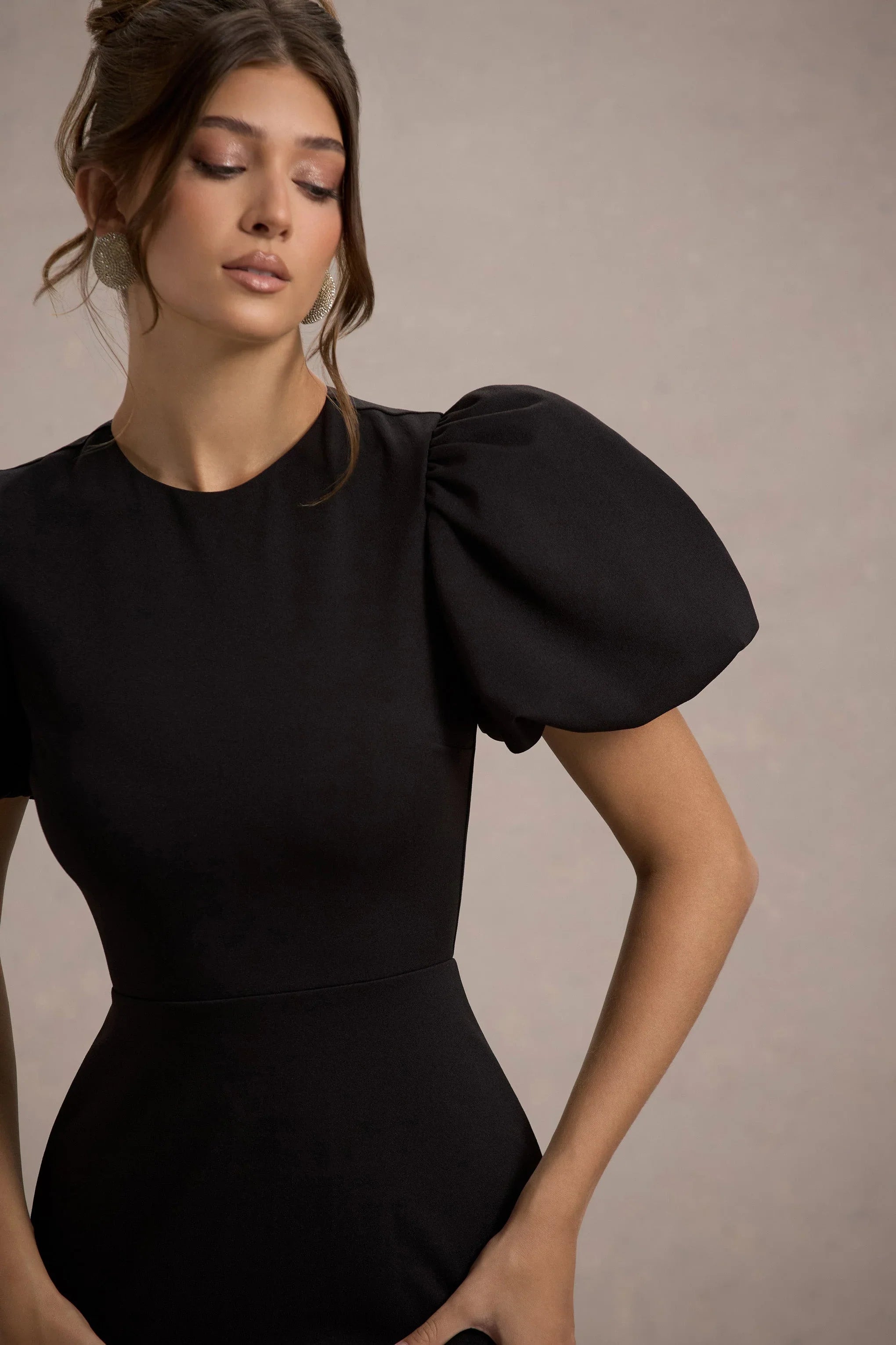 Love Letters Black Puff Sleeve Maxi Dress