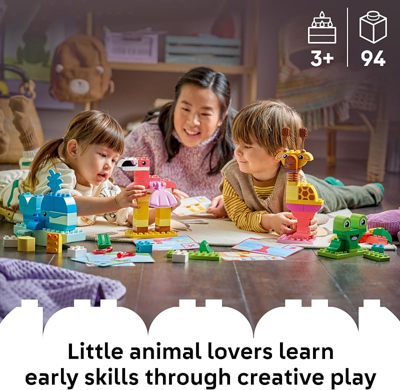 LEGO DUPLO Animal Building Game 10472 Birthday Gifts for Girls Boys Ages 3 Sturdy Building Toys for Toddlers Pretend Play Fine Motor Skills 94 pieces