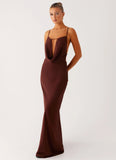 Elation Cowl Neck Maxi Dress Chocolate
