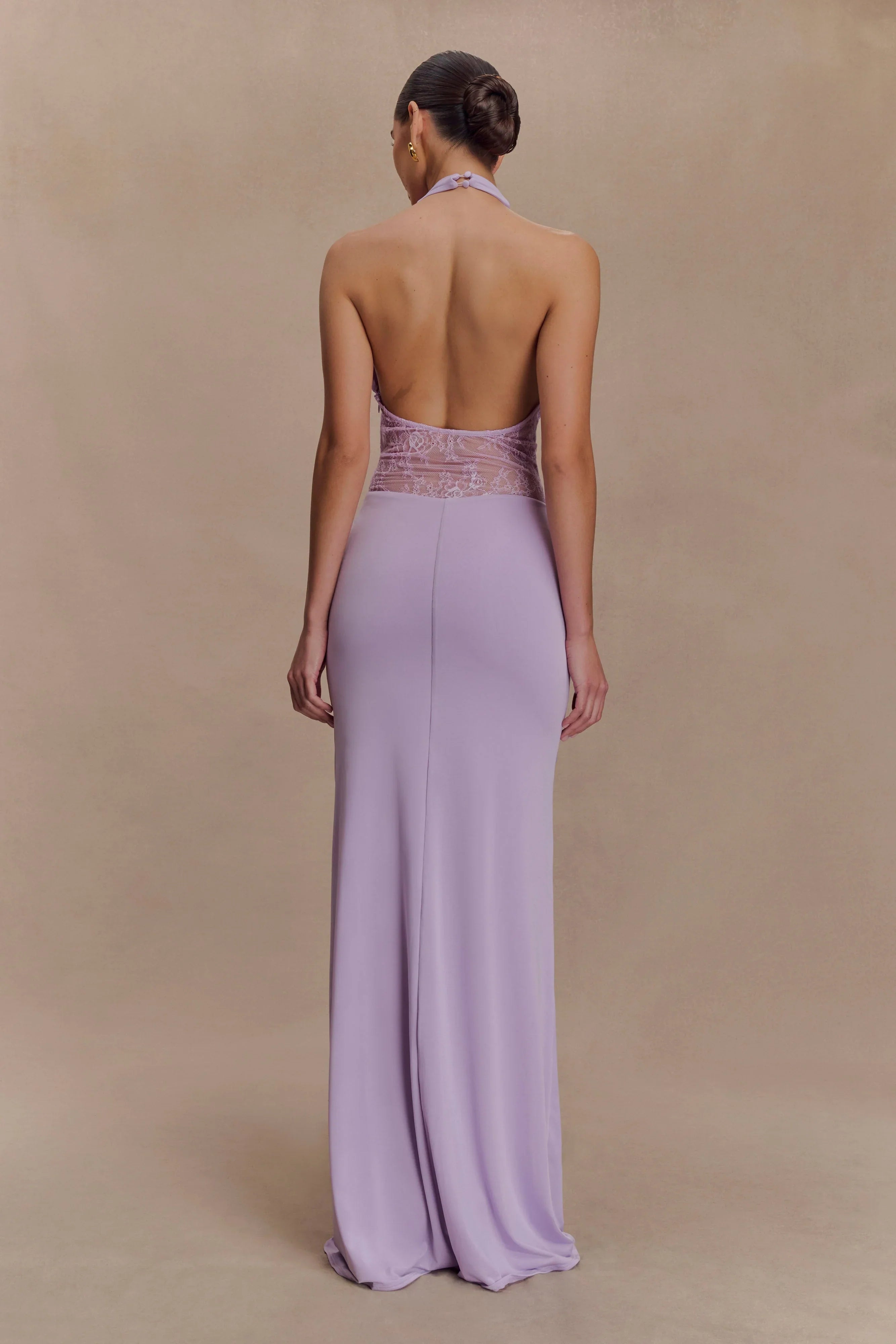 Bonnie Slinky And Lace Maxi Dress Lilac