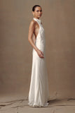 Esther Iridescent Satin Cowl Maxi Dress Ivory