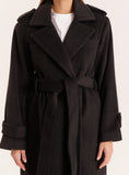 Black Tailored Belted Longline Trench Coat