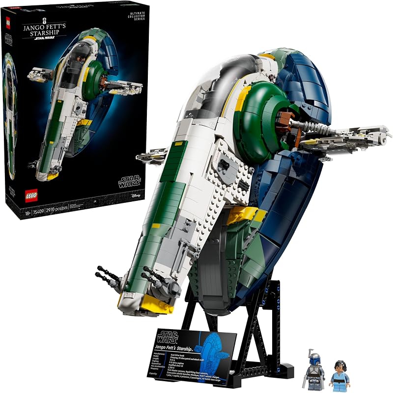LEGO Star Wars Jango Fetts Firespray Class Starship Building Set for Adults Attack of The Clones Collectible Model Kit and Room Decor DIY Gift Idea for Men Women Any Fans Ages 18 75409